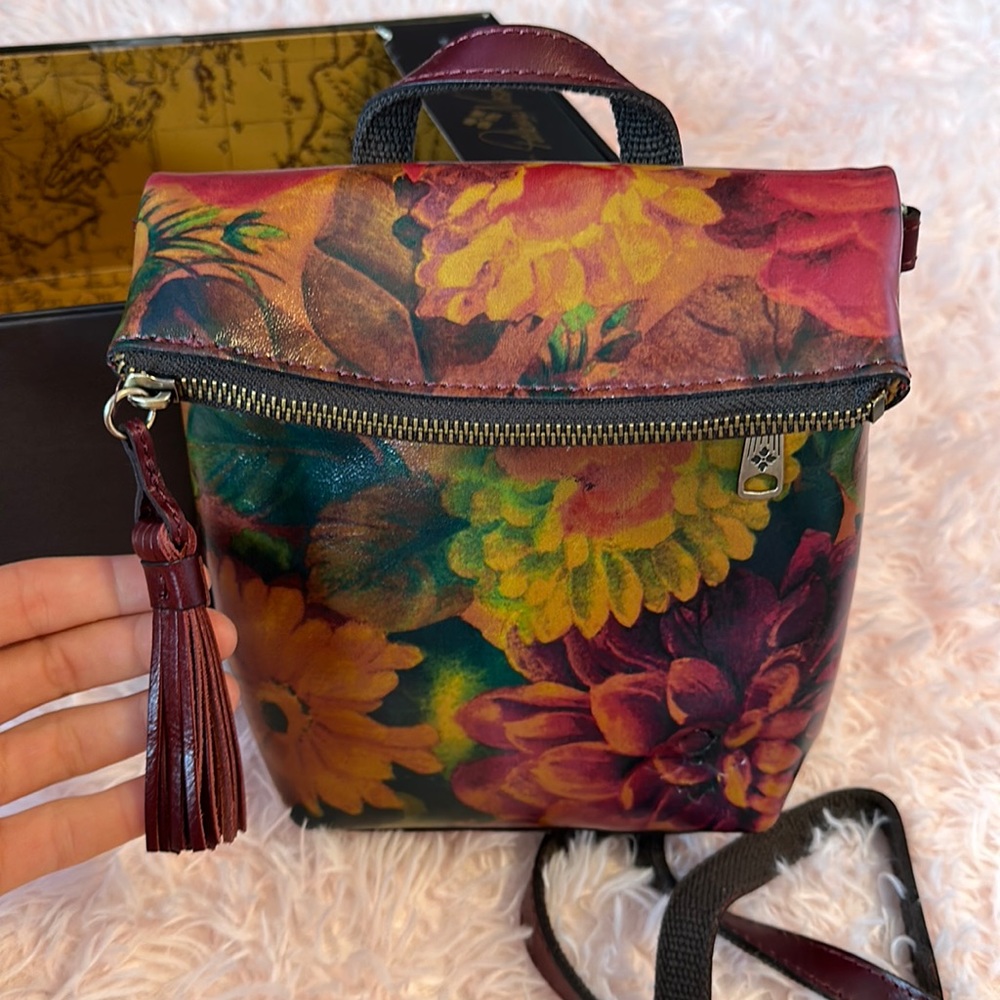 Patricia Nash Floral Green Convertible Leather Backpack Crossbody
